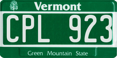 VT license plate CPL923