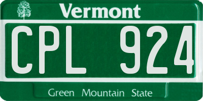 VT license plate CPL924