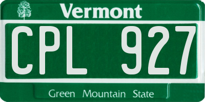 VT license plate CPL927