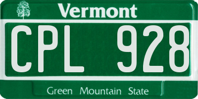 VT license plate CPL928