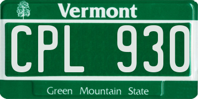 VT license plate CPL930