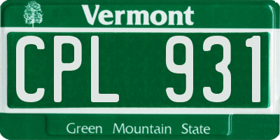 VT license plate CPL931