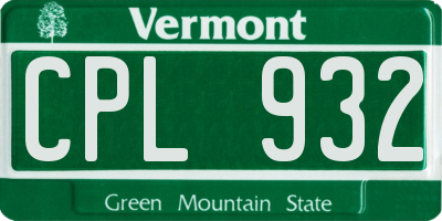 VT license plate CPL932