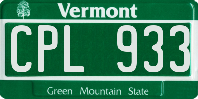 VT license plate CPL933