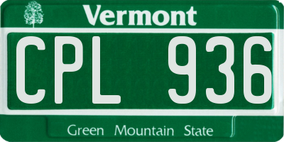 VT license plate CPL936