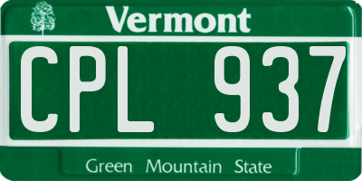 VT license plate CPL937