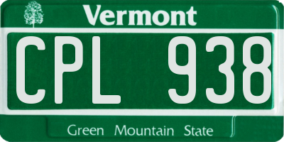 VT license plate CPL938