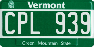 VT license plate CPL939