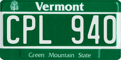 VT license plate CPL940