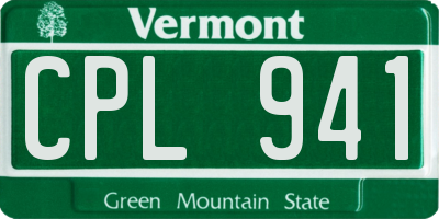 VT license plate CPL941