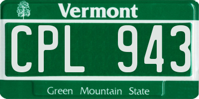 VT license plate CPL943