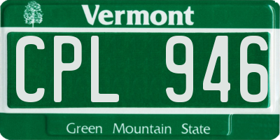VT license plate CPL946