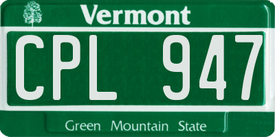 VT license plate CPL947