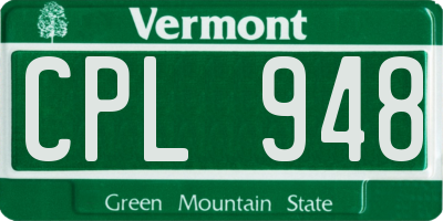 VT license plate CPL948