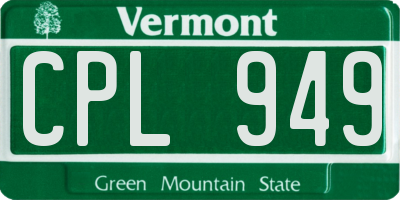 VT license plate CPL949