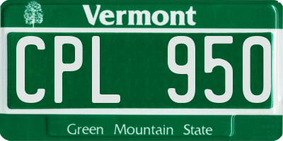 VT license plate CPL950