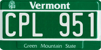 VT license plate CPL951