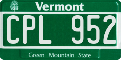 VT license plate CPL952