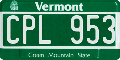 VT license plate CPL953
