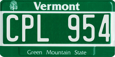 VT license plate CPL954