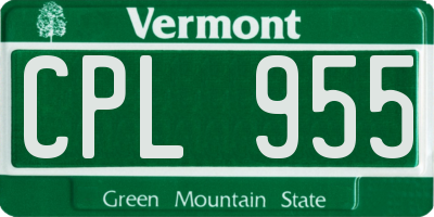 VT license plate CPL955