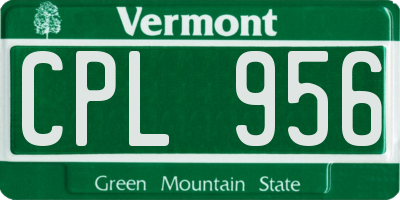 VT license plate CPL956