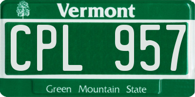 VT license plate CPL957