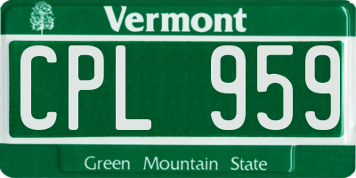 VT license plate CPL959