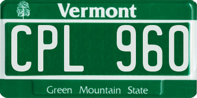 VT license plate CPL960