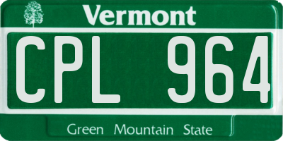 VT license plate CPL964
