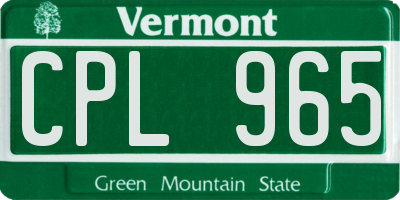 VT license plate CPL965