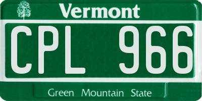 VT license plate CPL966