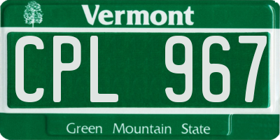 VT license plate CPL967