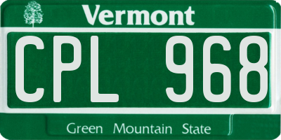 VT license plate CPL968