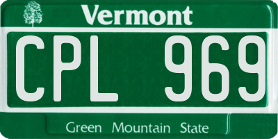 VT license plate CPL969