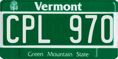 VT license plate CPL970