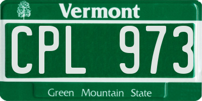 VT license plate CPL973