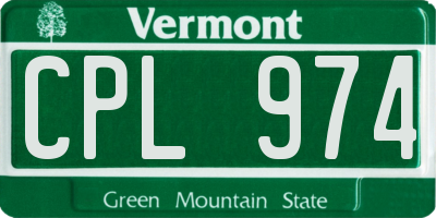VT license plate CPL974