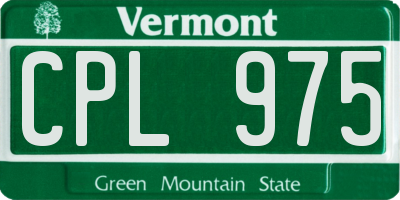 VT license plate CPL975