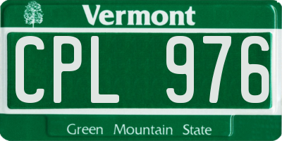 VT license plate CPL976