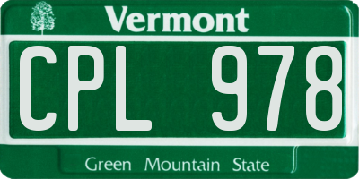 VT license plate CPL978