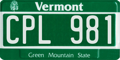 VT license plate CPL981