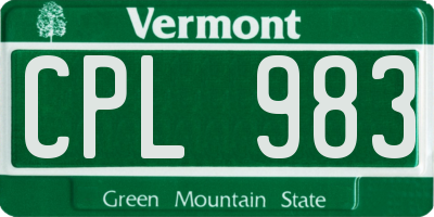 VT license plate CPL983