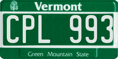 VT license plate CPL993
