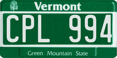 VT license plate CPL994