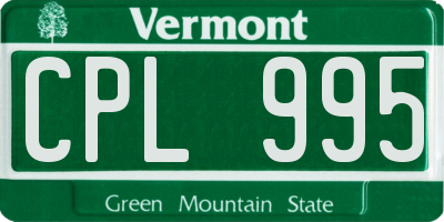 VT license plate CPL995