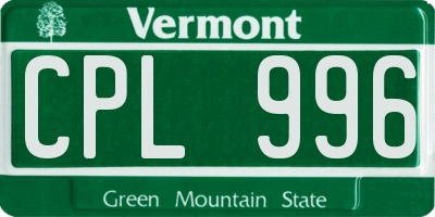 VT license plate CPL996