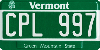 VT license plate CPL997