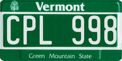 VT license plate CPL998