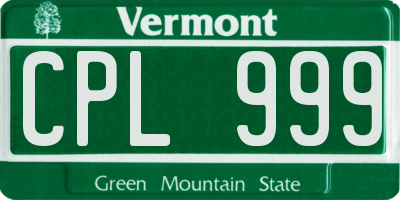 VT license plate CPL999